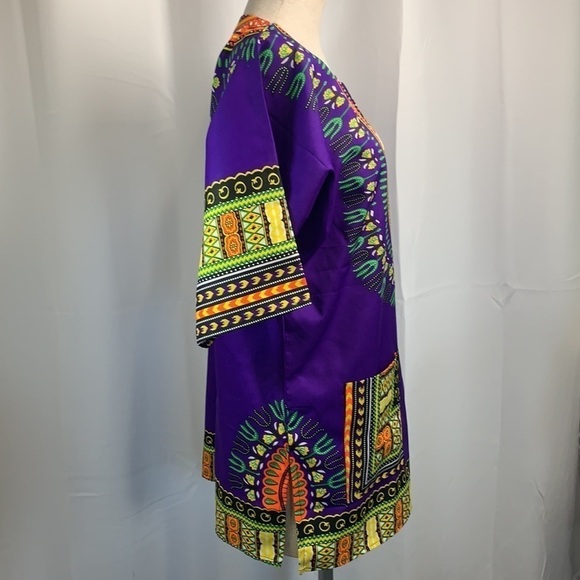 Xpress Unisex Cotton/Polyester Blend Global Tunic - Purple/Green/Orange, SzS - Picture 3 of 10